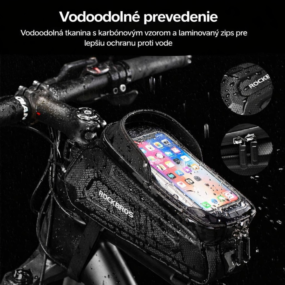 ROCKBROS Taška RockBros na rám, mobil 1,7L čierna 